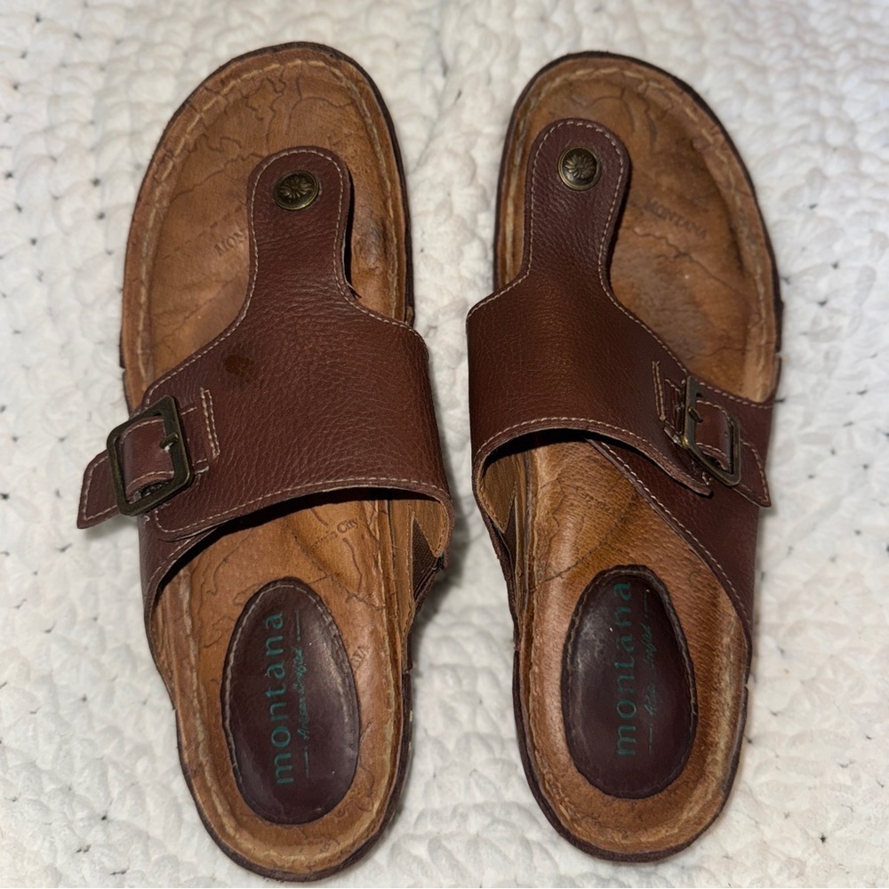 Montana Brown Leather Sandals with Adjustable Straps 10​​​